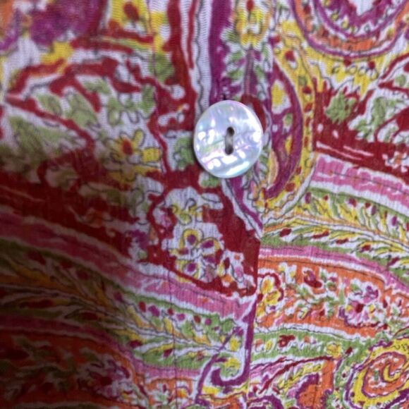 j. h. collectibles Button-Up SheerBlouse Tunic Size L Women’sBohoPaisleyFestival - Picture 6 of 13